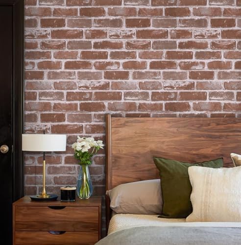 Timeet Vintage Brick Wallpaper Peel and Stick Wallpaper Red Brick Wallpaper - Image 2