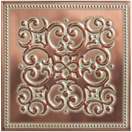 Peel and Stick Metal Backsplash Tiles, Patina Copper by WallWear