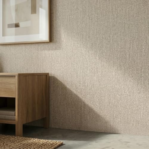 Simplify Jute Adhesive Removable Wallpaper 20.85x196 Inch Beige Color | Peel - Image 2