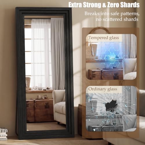 Wood Full Length Mirror 65"x24", Large Solid Wood Frame Floor Mirror - Image 5