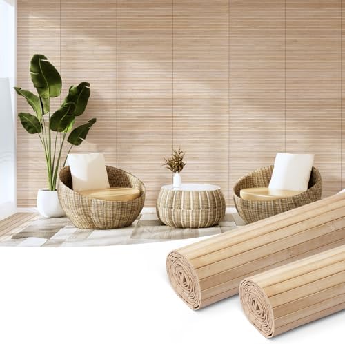 Art3d 12 x 96 in Pole Wrap Natural Bamboo Wall Panel, Carbonized by Art3d
