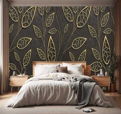 -Gold Leaf Backdrop Large Fabric Wallpaper Living Room Bedroom Bathroom Wall by YIHWM-PurchaseNow