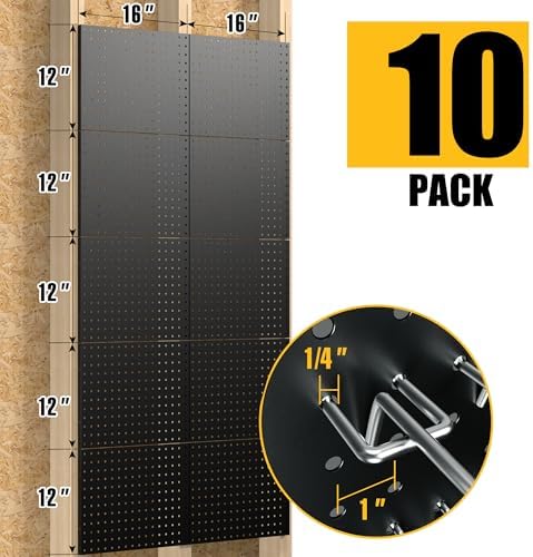 Spampur Peg Board, 10 Pack Metal Pegboard Panels, Pegboards Wall Organizer - Image 3