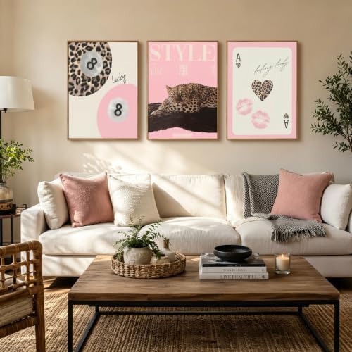 Pink Cheetah Wall Decor Art Leopard Pictures Aesthetic Room Poster Prints - Image 3