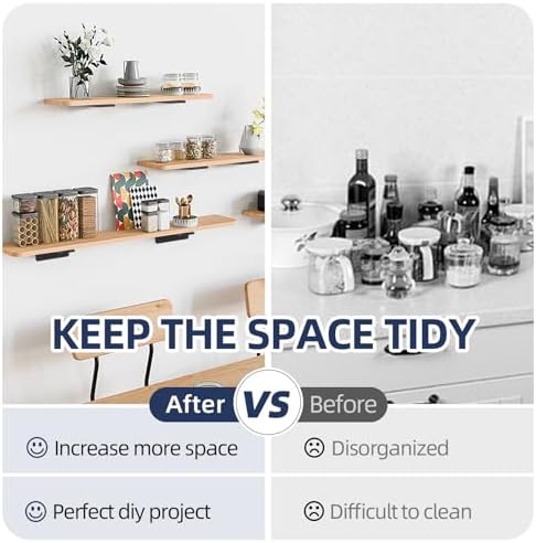 Starunder 8 Inch Floating Shelf Brackets, 6 Pack L‑Shape Shelf Supports - Image 4
