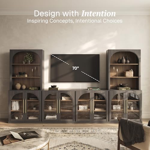 BELLEZE Jagger 130" Wall Unit 6-Piece Modular TV Stand - Image 3