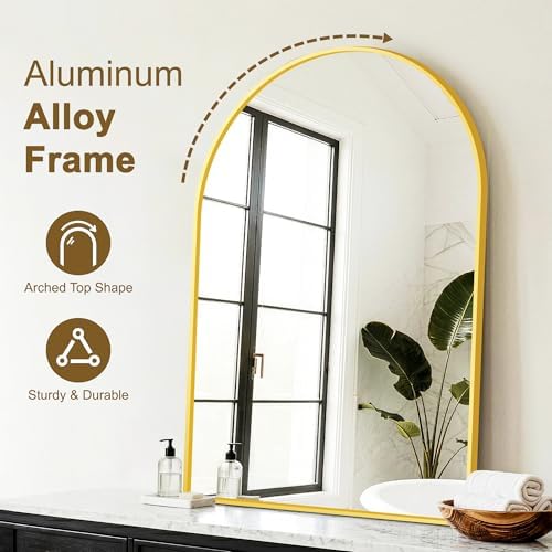 FGU Arched Bathroom Mirror for Over Sink 2 Pack 38"x26" Gold Vanity Mirror - Image 4