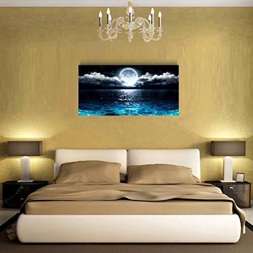 Wall Art Moon Sea Ocean Landscape Picture Canvas Wall Art Print Paintings - Image 4