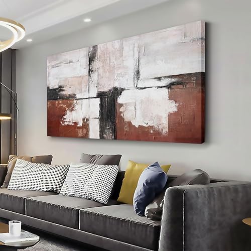 Glvzygy Abstract Wall Art Brick Red and Black and White Abstract Canvas Wall by Glvzygy