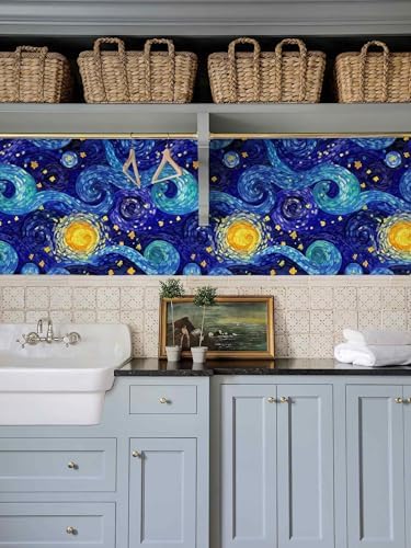 Abstract Galaxy Peel and Stick Wallpaper, Van Gogh Starry Night Wallpaper - Image 4