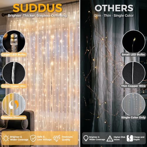 suddus Curtain Lights Outdoor, 450 LED Curtain Lights - Image 4