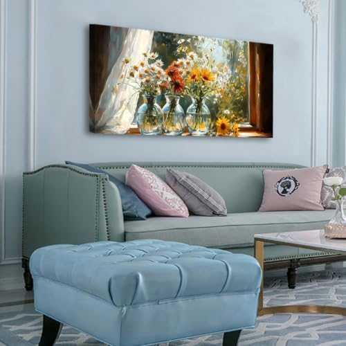 Sunflower Daisy Window Wall Art Glass Vase Wildflower Wall Docor Bright Morning - Image 6