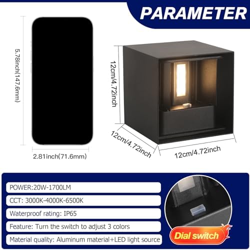 4 Pack LED 20W Outdoor Wall Lights Exterior/Interior 3 Colors Adjustable Wall - Image 5