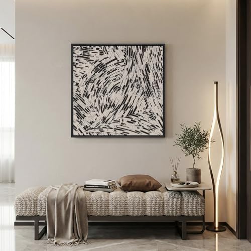 Framed Black and White Abstract Wall Art, 1 Piece Square Modern Canvas Prints - Image 5