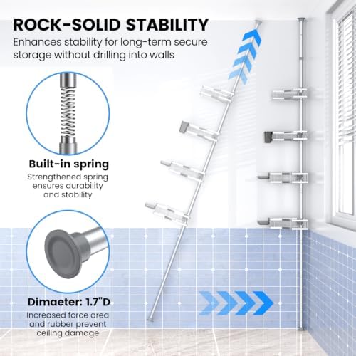 Adjustable Shower Caddy Tension Pole: Rustproof Corner Bathroom Shelves - Image 6