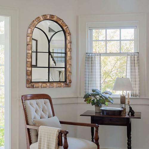 36x24 Inch Arched Window Pane Wall Mirror - Image 7