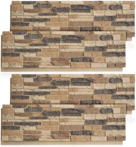 4 Pack Faux Stone Panels Interior 45.6''l x 11.8''h x 0.98''d Faux Siding by Unknown