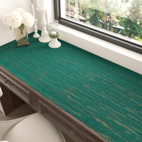Wallericty Textured Teal Green Grasscloth Wallpaper - Image 3