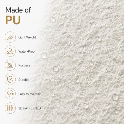 VooBang 3D Rough Stone Texture PU Wall Panels, 4 Pack 24"x48" Ivory White - Image 3