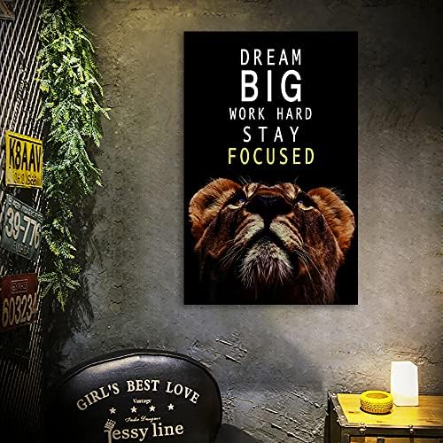 AMART SUN Dream Big and Work Hard • Motivational Print Canvas Wall Art • - Image 2