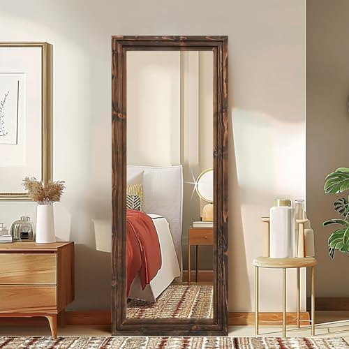 58x22in Full Length Mirror, 3-Tier Stepped Solid Wood Frame - Image 4