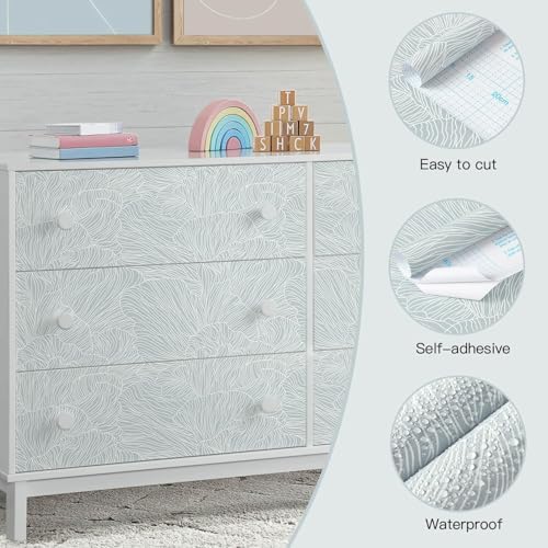 Heroad Blue Peel and Stick Wallpaper Boho Contact Paper 17.3" x65.6ft Neutral - Image 2