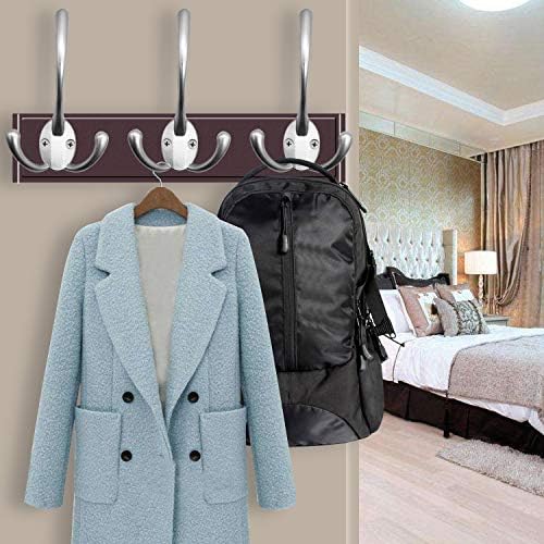 IBosins 6 Pack Matte Nickel Big Heavy Duty Three Prongs Coat Hooks - Image 6