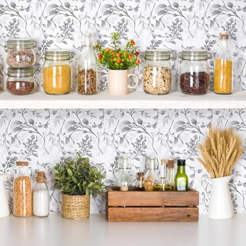Orainege Gray Peel and Stick Wallpaper Floral Wallpaper Self Adhesive - Image 5