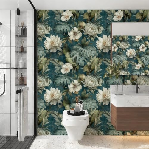 Tropical Floral Peel and Stick Wallpaper Self Adhesive 17.72" x 236.21'' Peony - Image 3