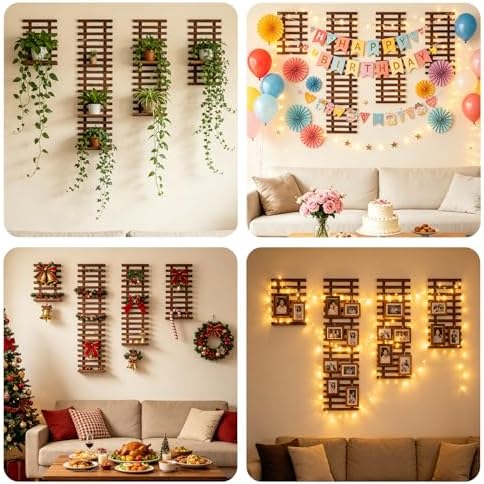 Pack of 2 Vertical Wooden Wall Planter Trellis - Image 2