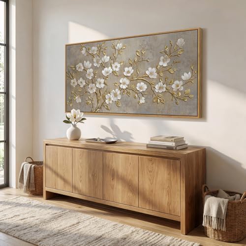 Large Framed Neutral Floral Wall Art - Image 2