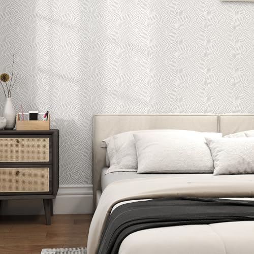 Timeet Modern Geometric Peel and Stick Wallpaper 17.3" x 78.7" Gray Stripe - Image 3