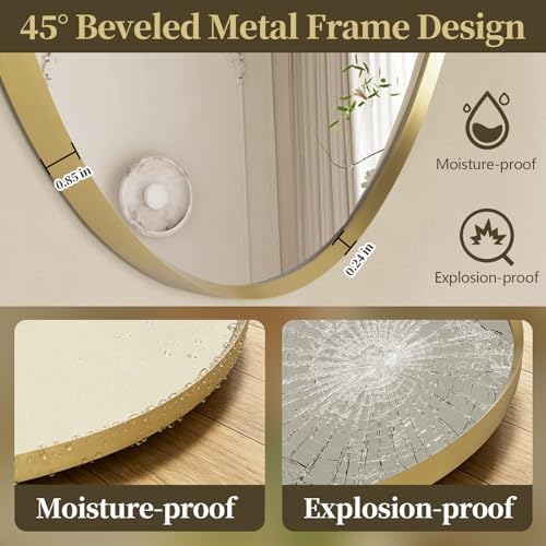 24" Round LED Bathroom Mirror, Wall Mounted Round Backlit Mirror LED Bathroom - Image 6