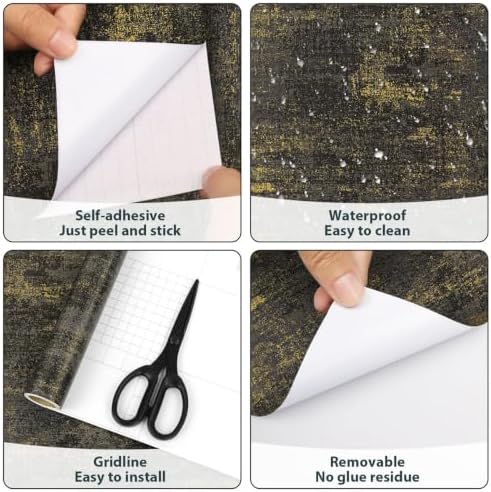 Arthome Black Gold Wallpaper Peel and Stick Contact Paper 17"x400" - Image 7