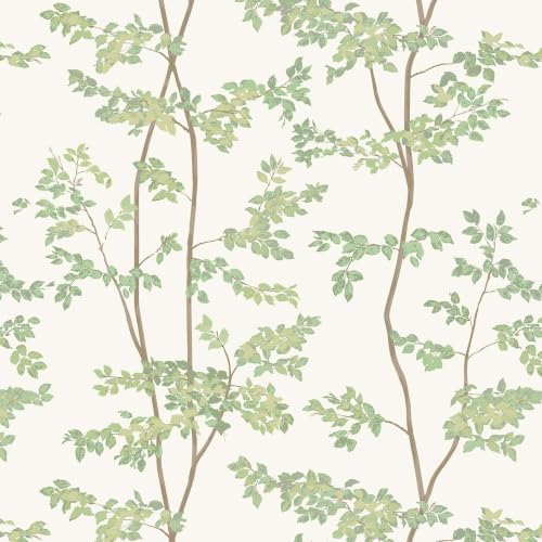 Heroad Peel and Stick Wallpaper Sage Green Tree/Leaf Cottage Contact Paper by HeroadBrand