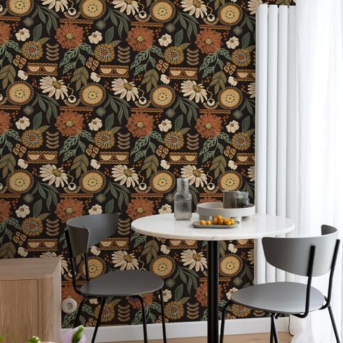 Simon&Siff Boho Floral Peel and Stick Wallpaper 17.3" x 800" - Image 2