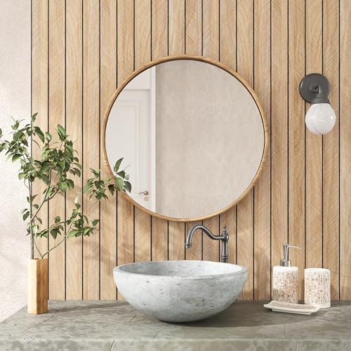 VEELIKE Herringbone Wood Wall Panels Peel and Stick Natural Oak Wood Slat - Image 4