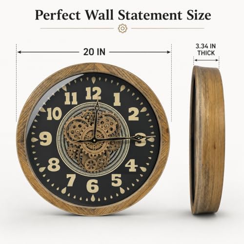 20" Real Moving Gears Wall Clock - Image 4