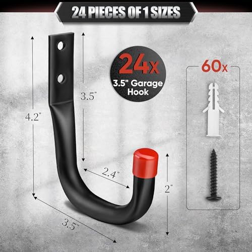 Nacial 24 Pack Heavy Duty Garage Hooks, 3.5" Wall Hooks - Image 2