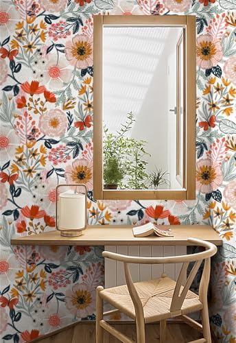 HAOKHOME Pink Floral Wallpaper Peel and Stick Botanical 17.3in x 32.8ft - Image 4