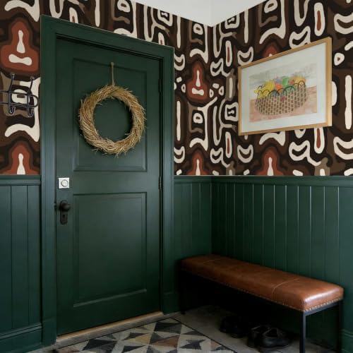 African Boho Abstract Geometric Tribal Swirl Peel and Stick Wallpaper Self - Image 7