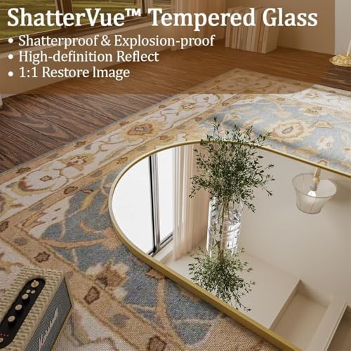 Koonmi 21"x56" Arched Full Length Mirror, Standing Hanging or Leaning - Image 2