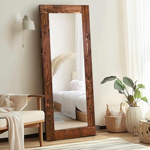 58x24in Full Length Mirror, Solid Wood Convex Frame - Image 4