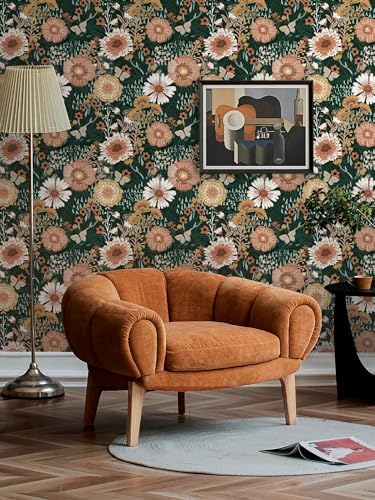 Dimoon Boho Retro Dark Green Wallpaper Peel and Stick Wallpaper Vintage Floral - Image 7