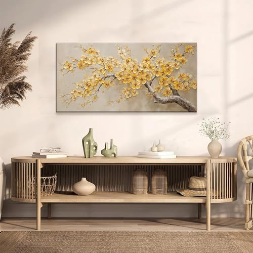 Modern Tree Of Life Wall Art Prints 24"x48" Yellow Wall Art - Image 3