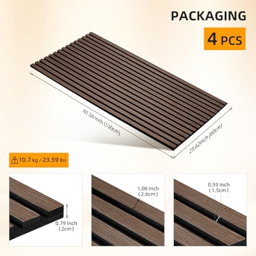 4 Pack Wood Slat Wall Panel, 47.2" x 23.6" Acoustic Wall Panels - Image 5
