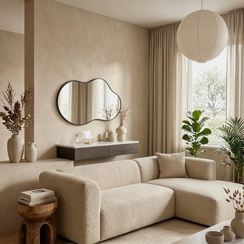 Irregular Asymmetrical Wall Mirror 26x48 Inches Decorative Tempered Glass - Image 6