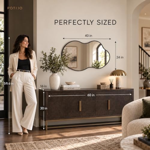Irregular Wall Mirror 24×40 Inch Black - Image 4