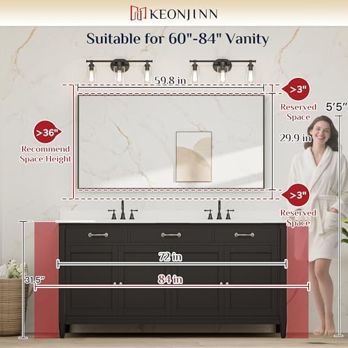 Keonjinn 60x30 Inch Black Bathroom Mirror - Image 2