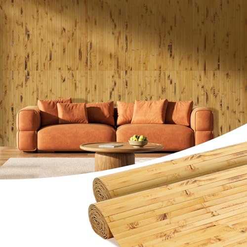OUZUGIE 2 Pack 96x48 Inch Natural Bamboo Wall Panel by OUZUGIE